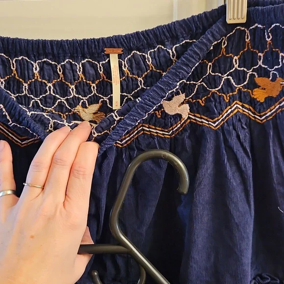 NWT! Free People Terra Smocked Maxi Skirt Set (M), Blue, Corduroy - Picture 10 of 16